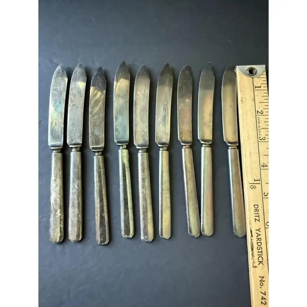 Silverplated Knife Set (9) Flatware Tableware Cottagecore Farmhouse Barware